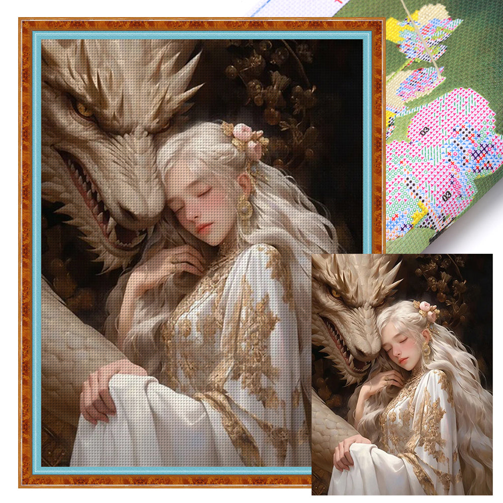 Dragon And Maiden - 11CT Stamped Cross Stitch 50*65CM