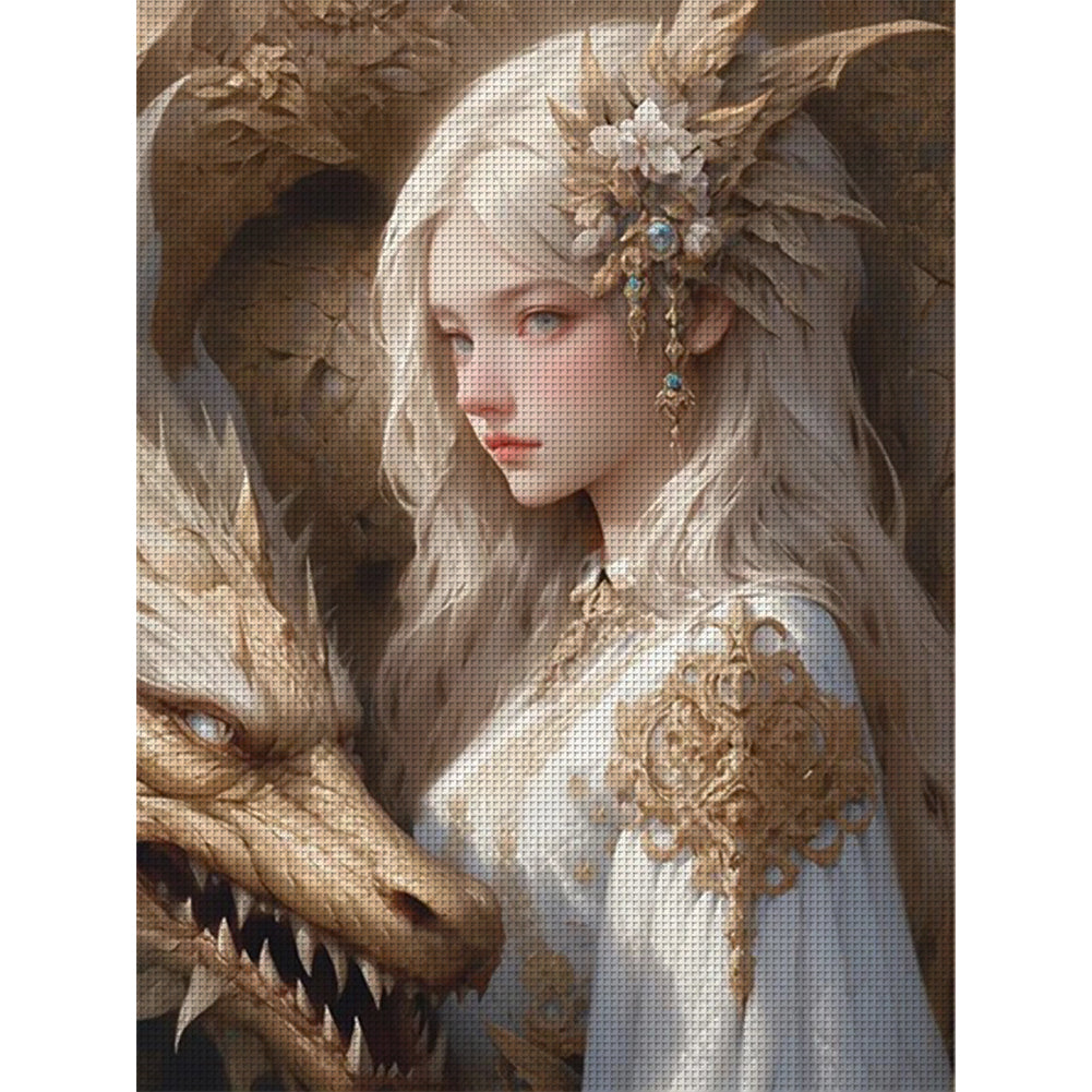 Dragon And Maiden - 11CT Stamped Cross Stitch 50*65CM