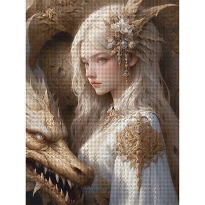 Dragon And Maiden - 11CT Stamped Cross Stitch 50*65CM