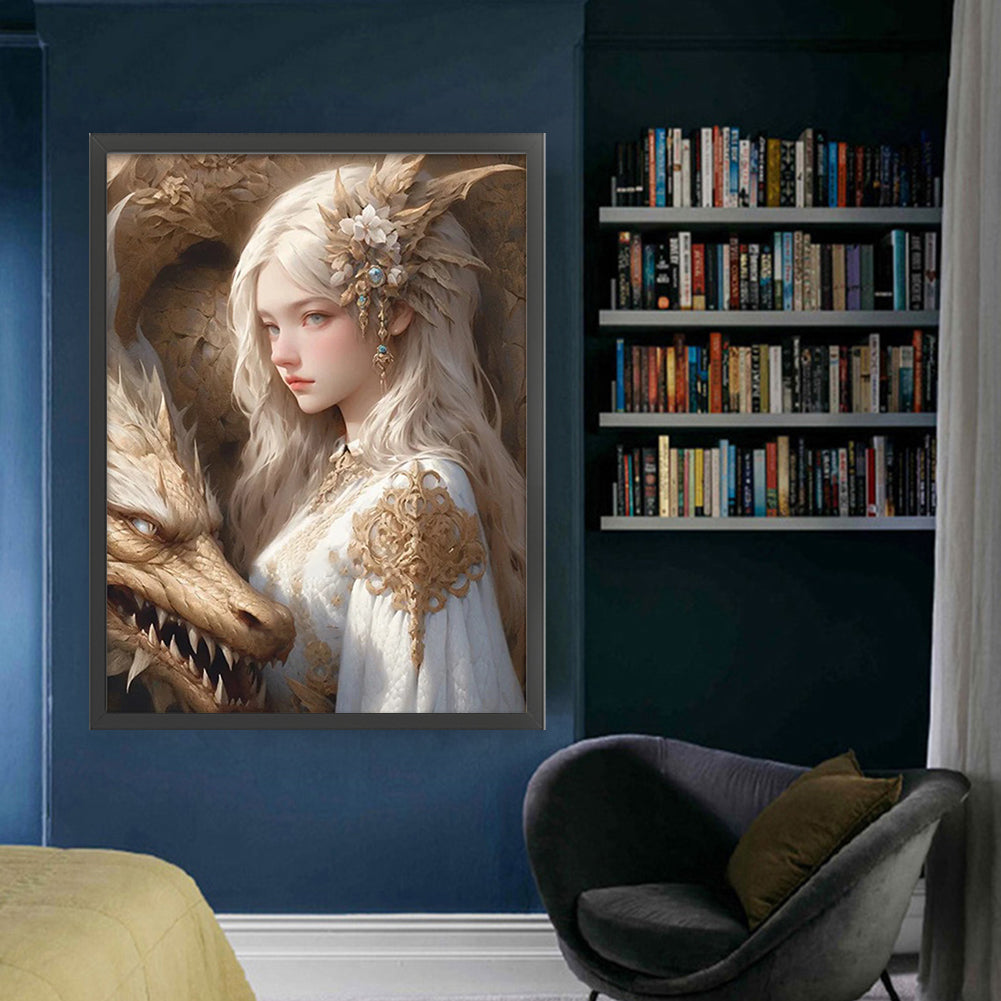 Dragon And Maiden - 11CT Stamped Cross Stitch 50*65CM