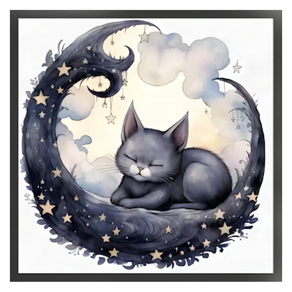 Cat On The Moon - 11CT Stamped Cross Stitch 50*50CM