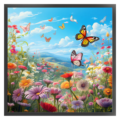 Butterfly In Flowers - 11CT Stamped Cross Stitch 45*45CM