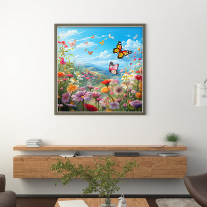 Butterfly In Flowers - 11CT Stamped Cross Stitch 45*45CM