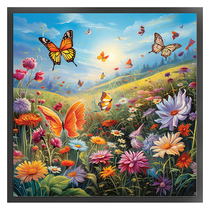 Butterfly In Flowers - 11CT Stamped Cross Stitch 45*45CM