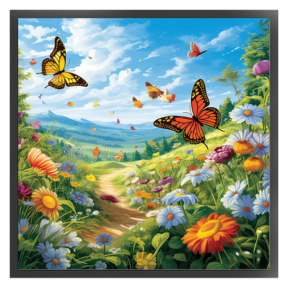 Butterfly In Flowers - 11CT Stamped Cross Stitch 45*45CM