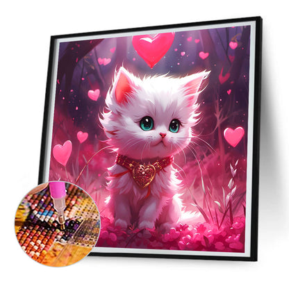 Pink Kitten - Full Round Drill Diamond Painting 30*30CM