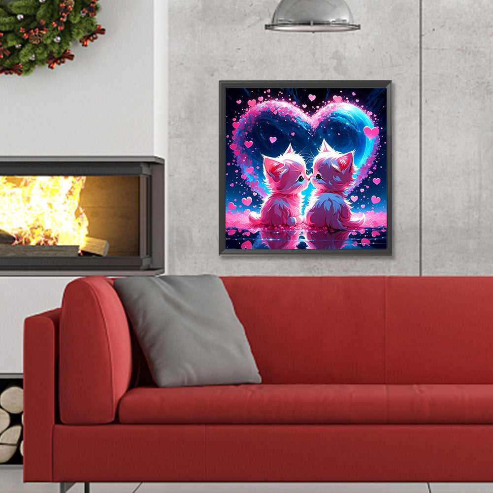 Loving Kitten - Full Round Drill Diamond Painting 30*30CM