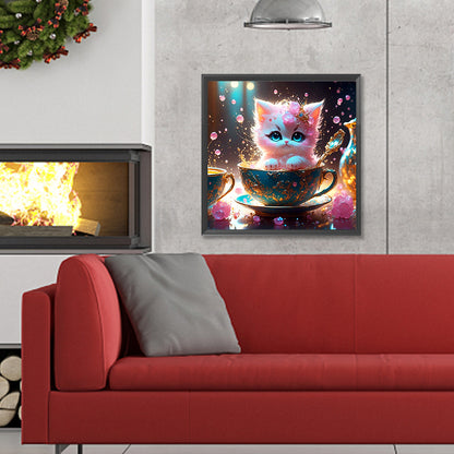 Teacup Kitten - Full Round Drill Diamond Painting 30*30CM