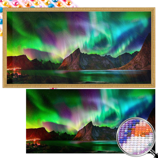Aurora At Night - Full Round AB Drill Diamond Painting 80*40CM