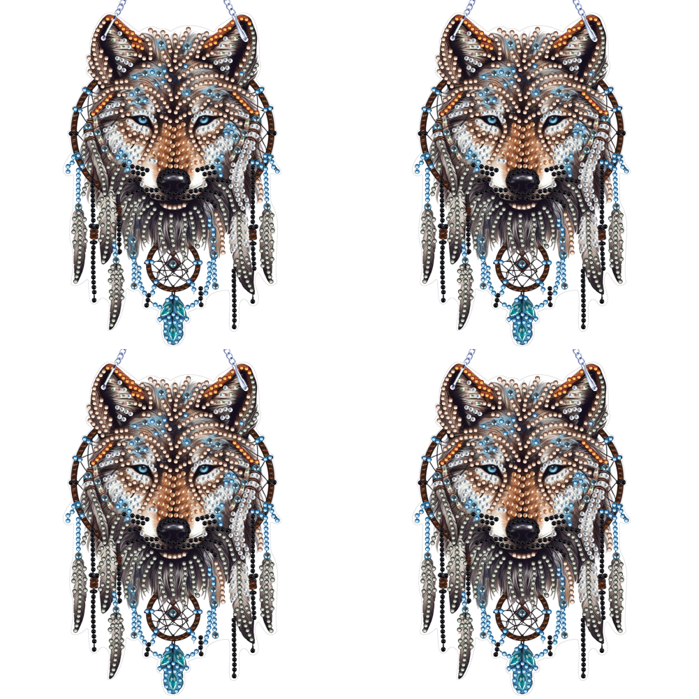 Special Shape DIY Diamond Painting Ornaments Wolf Head Full Drill Art Kit (#4)