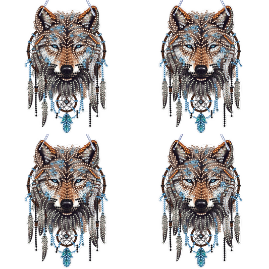 Special Shape DIY Diamond Painting Ornaments Wolf Head Full Drill Art Kit (#4)