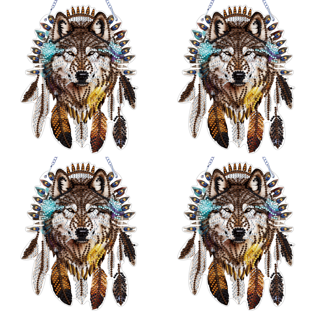 Special Shape DIY Diamond Painting Ornaments Wolf Head Full Drill Art Kit (#5)