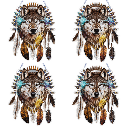 Special Shape DIY Diamond Painting Ornaments Wolf Head Full Drill Art Kit (#5)
