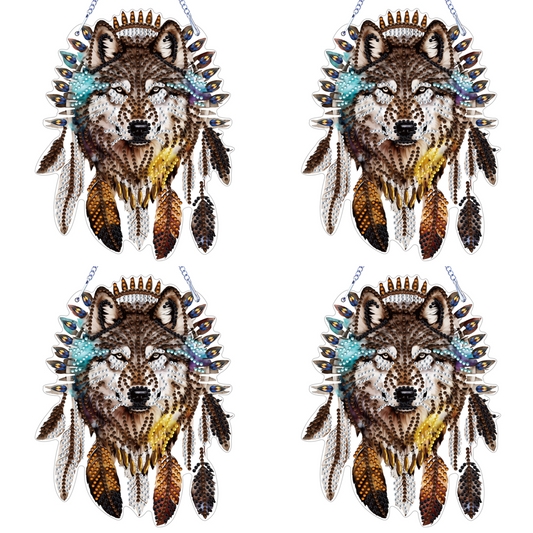 Special Shape DIY Diamond Painting Ornaments Wolf Head Full Drill Art Kit (#5)