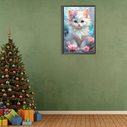 Kitten Standing On Flower Branch - Full Round Drill Diamond Painting 40*60CM