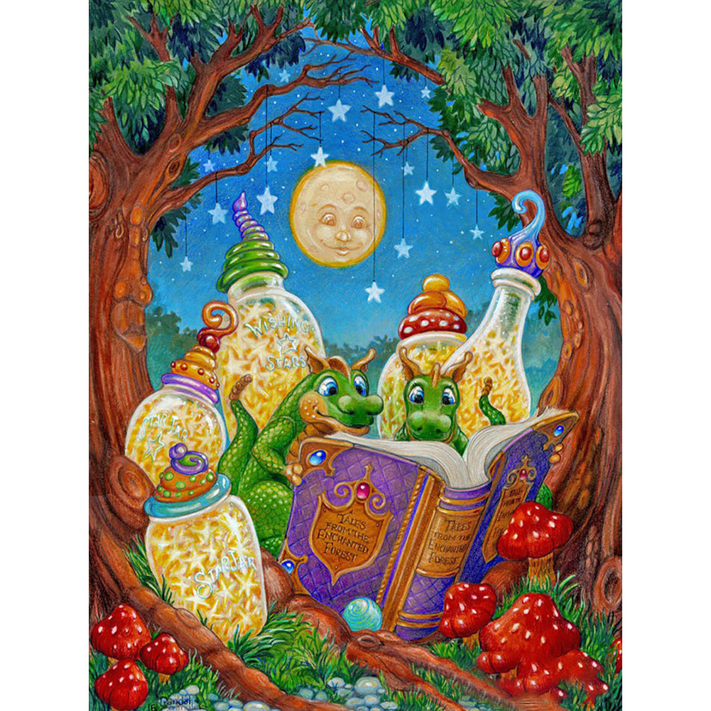 Bedtime Story Little Dinosaurs - Full Round Drill Diamond Painting 30*40CM