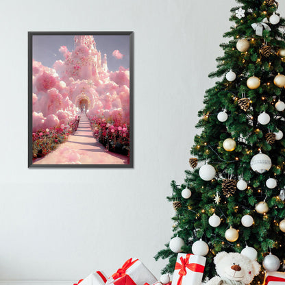 Pink Cloud Manor - Full Round Drill Diamond Painting 30*40CM