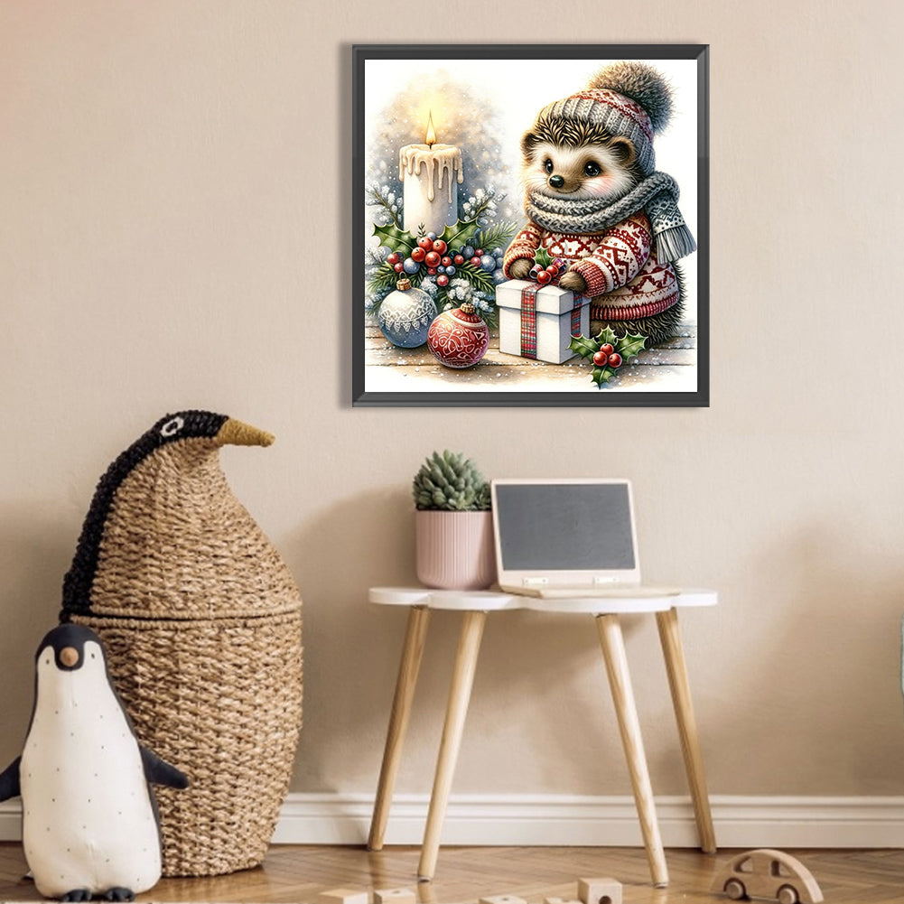 Christmas Gift Hedgehog - Full Square AB Drill Diamond Painting 30*30CM