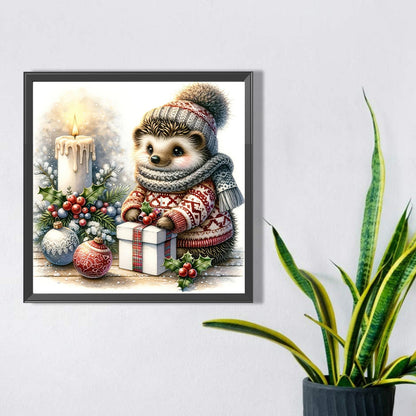 Christmas Gift Hedgehog - Full Square AB Drill Diamond Painting 30*30CM