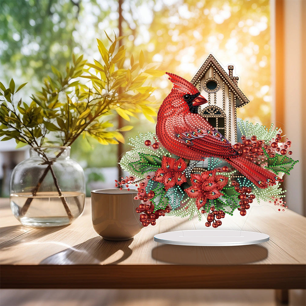 Acrylic Cardinal Diamonds Painting Desktop Decorations for Adults Beginner