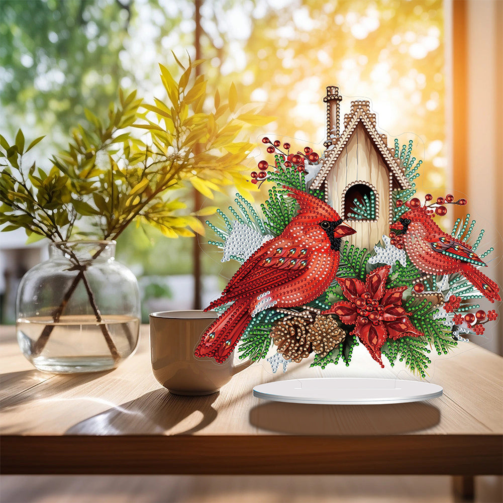Acrylic Cardinal Diamonds Painting Desktop Decorations for Adults Beginner