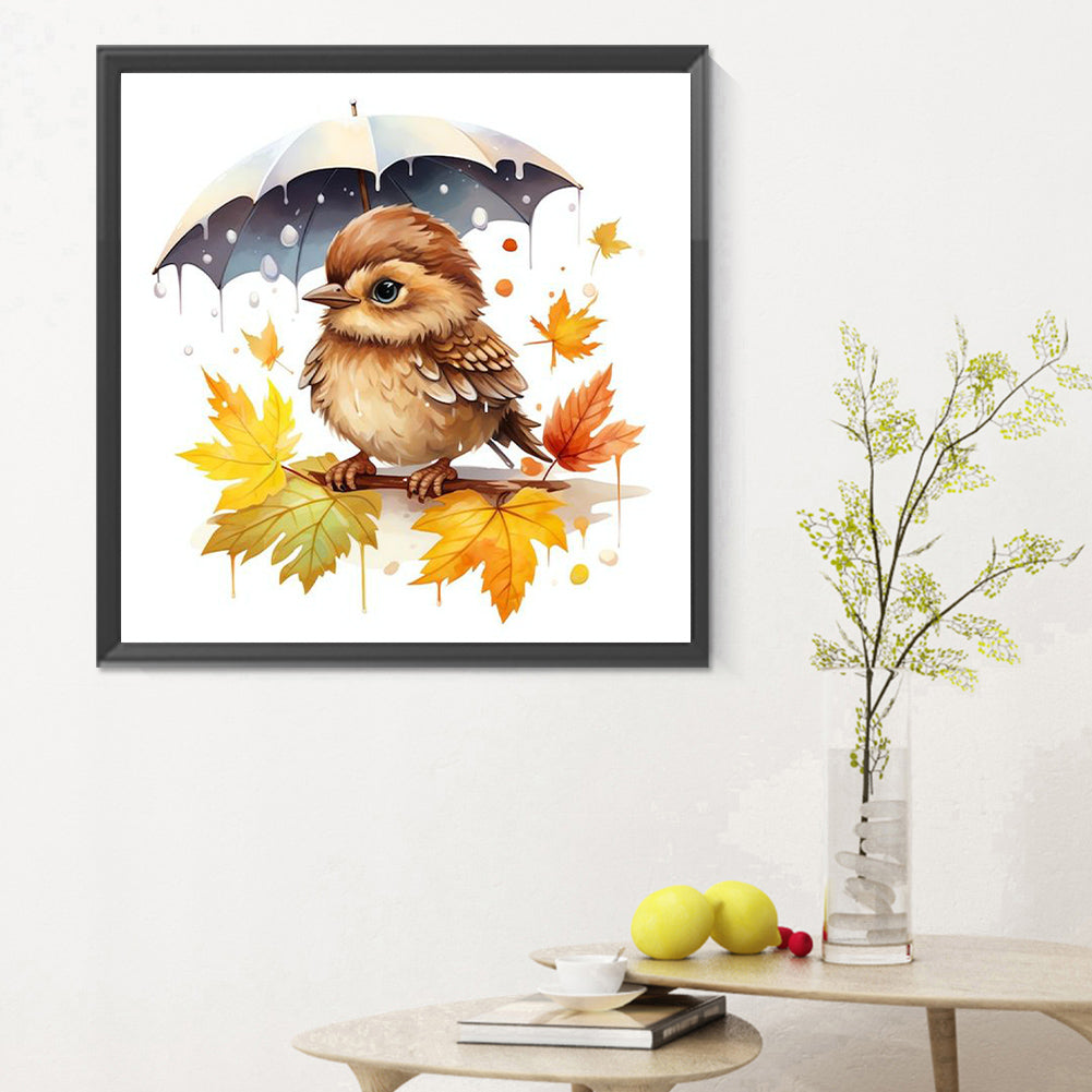 Bird Holding Umbrella - Full Round Drill Diamond Painting 30*30CM
