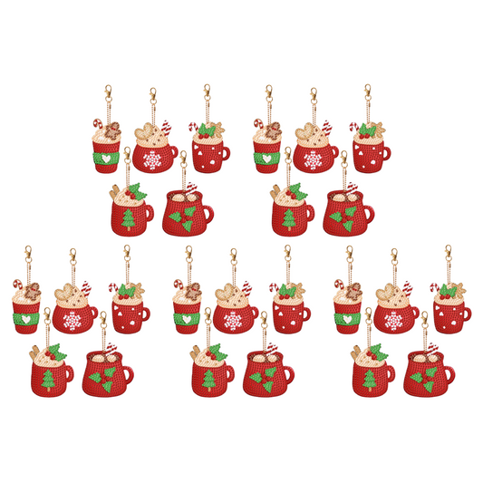 5PCS Double Sided Special Shape Diamond Painting Keychain (Ice Cream Cup)