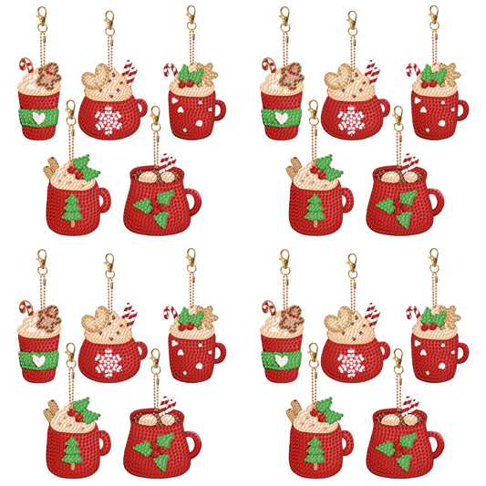 5PCS Double Sided Special Shape Diamond Painting Keychain (Ice Cream Cup)