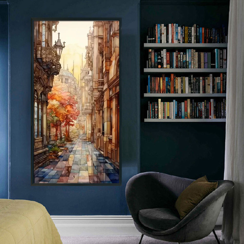 Glass Painting-Alley - 14CT Stamped Cross Stitch 40*70CM(Joy Sunday)