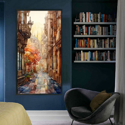 Glass Painting-Alley - 14CT Stamped Cross Stitch 40*70CM(Joy Sunday)