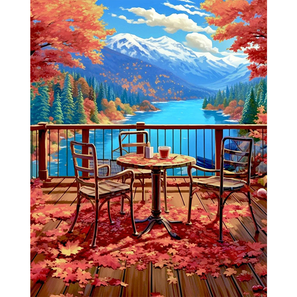 Autumn Windowsill - 16CT Stamped Cross Stitch 50*60CM