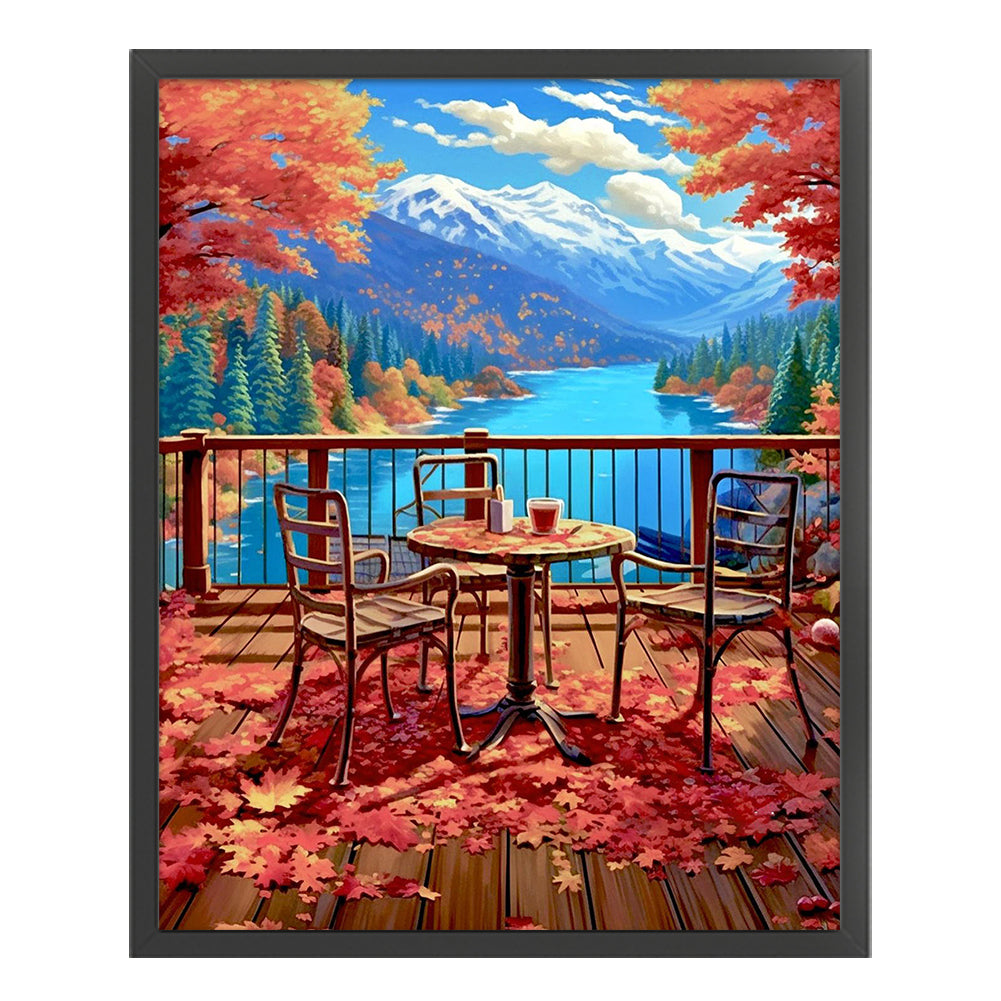 Autumn Windowsill - 16CT Stamped Cross Stitch 50*60CM