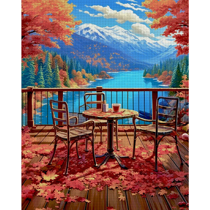 Autumn Windowsill - 16CT Stamped Cross Stitch 50*60CM