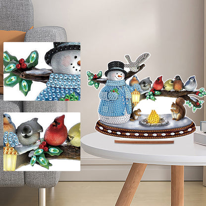 Wooden Xmas Snowman Diamonds Painting Desktop Decor for Table Office Decor (#1)