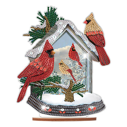 Wooden Xmas Cardinal Desktop Diamond Art Kits for Xmas Table Office Decor (#1)