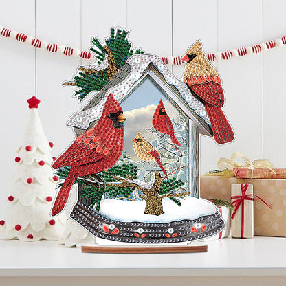 Wooden Xmas Cardinal Desktop Diamond Art Kits for Xmas Table Office Decor (#1)
