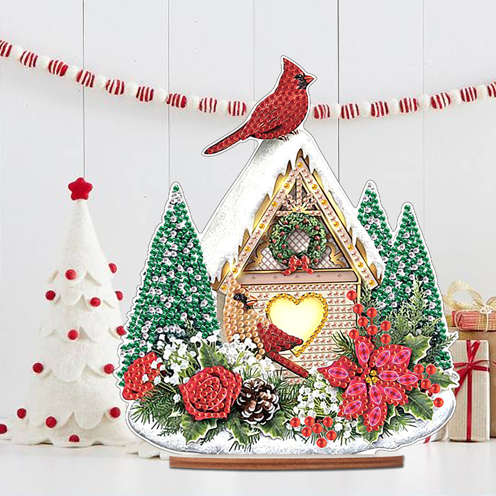 Wooden Xmas Cardinal Desktop Diamond Art Kits for Xmas Table Office Decor (#5)