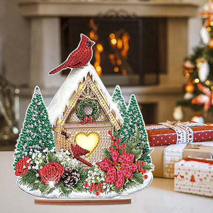 Wooden Xmas Cardinal Desktop Diamond Art Kits for Xmas Table Office Decor (#5)
