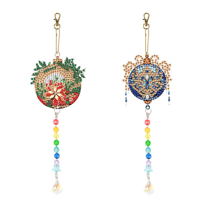 2PCS Suncatcher Diamond Painting Hanging Decor for Kid DIY Craft (Xmas Ball #10)