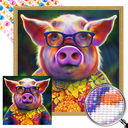Mr. Colorful Pig - Full AB Round Drill Diamond Painting 40*40CM