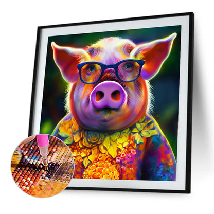 Mr. Colorful Pig - Full AB Round Drill Diamond Painting 40*40CM