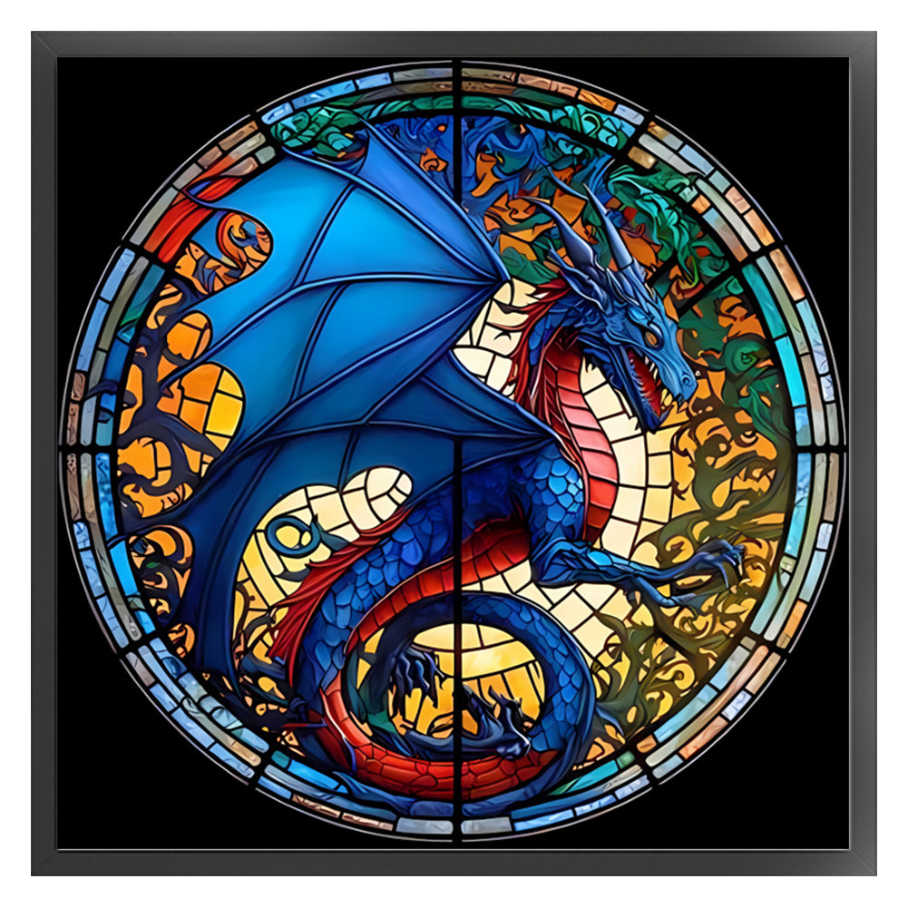 Glass Painting-Pterosaur - 11CT Stamped Cross Stitch 40*40CM(Joy Sunday)