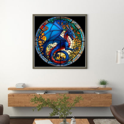 Glass Painting-Pterosaur - 11CT Stamped Cross Stitch 40*40CM(Joy Sunday)
