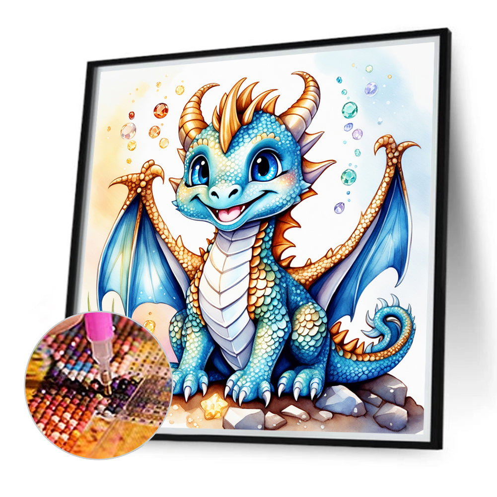 Sapphire Blue Dinosaur - Full Round Drill Diamond Painting 40*40CM