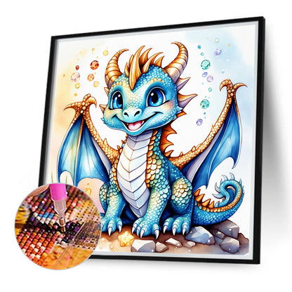 Sapphire Blue Dinosaur - Full Round Drill Diamond Painting 40*40CM