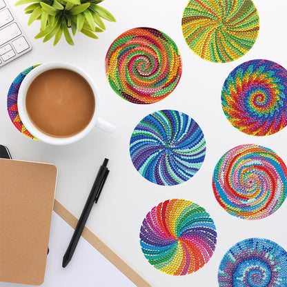 8 PCS Acrylic Diamond Painting Coasters Kits with Holder for Adult(Typology Art)