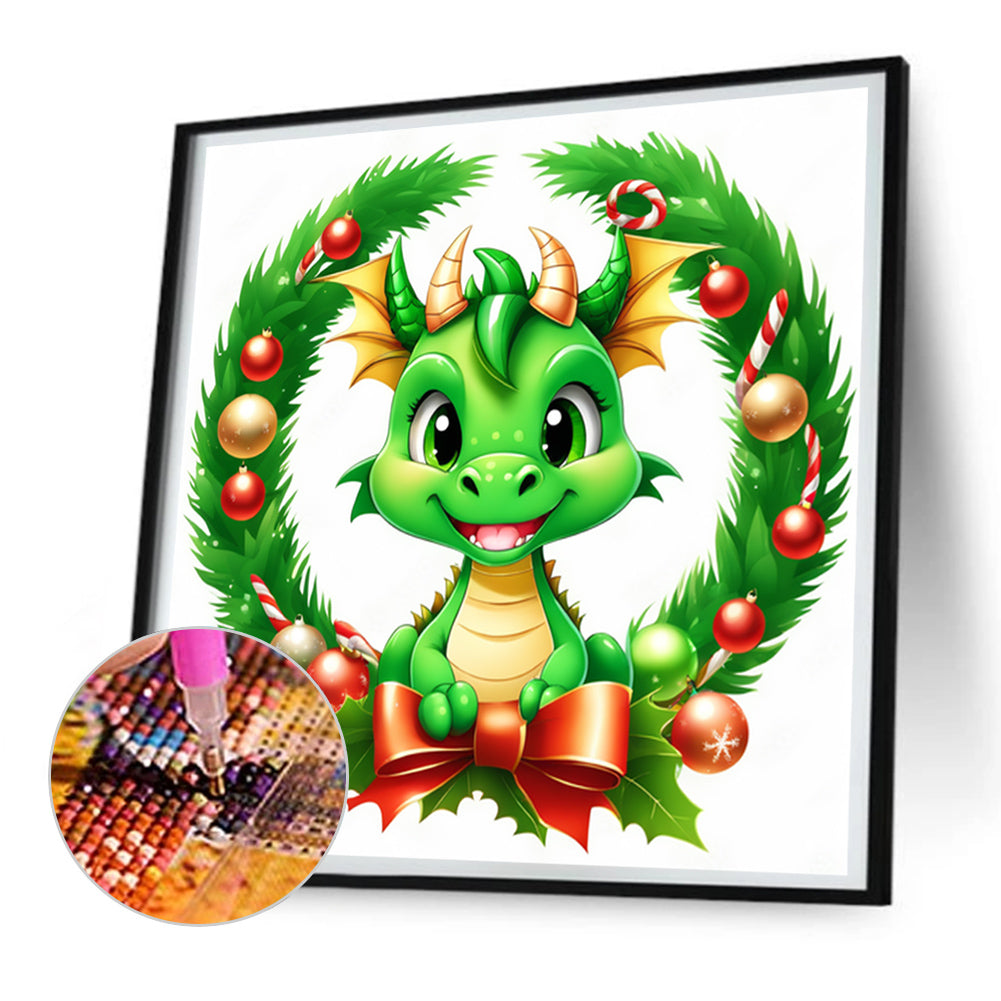 Dragon In Garland - Full Round Drill Diamond Painting 30*30CM