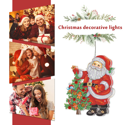 Special Shape Diamond Art Hanging Lamp Diamond Art Handmade Craft (Santa)