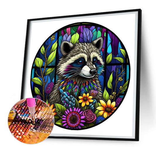 Colorful Raccoon - Full Round Drill Diamond Painting 30*30CM
