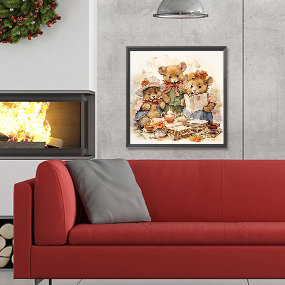 Warm Animal Family - Full Round Drill Diamond Painting 30*30CM